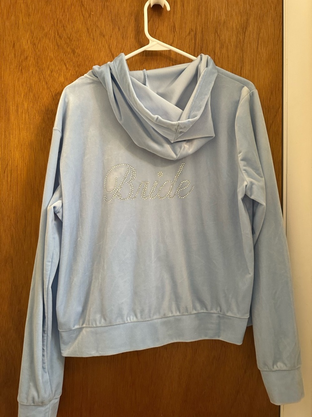 BRIDE! Light Blue Rhinestone 'Bride' Hooded Sweatshirt